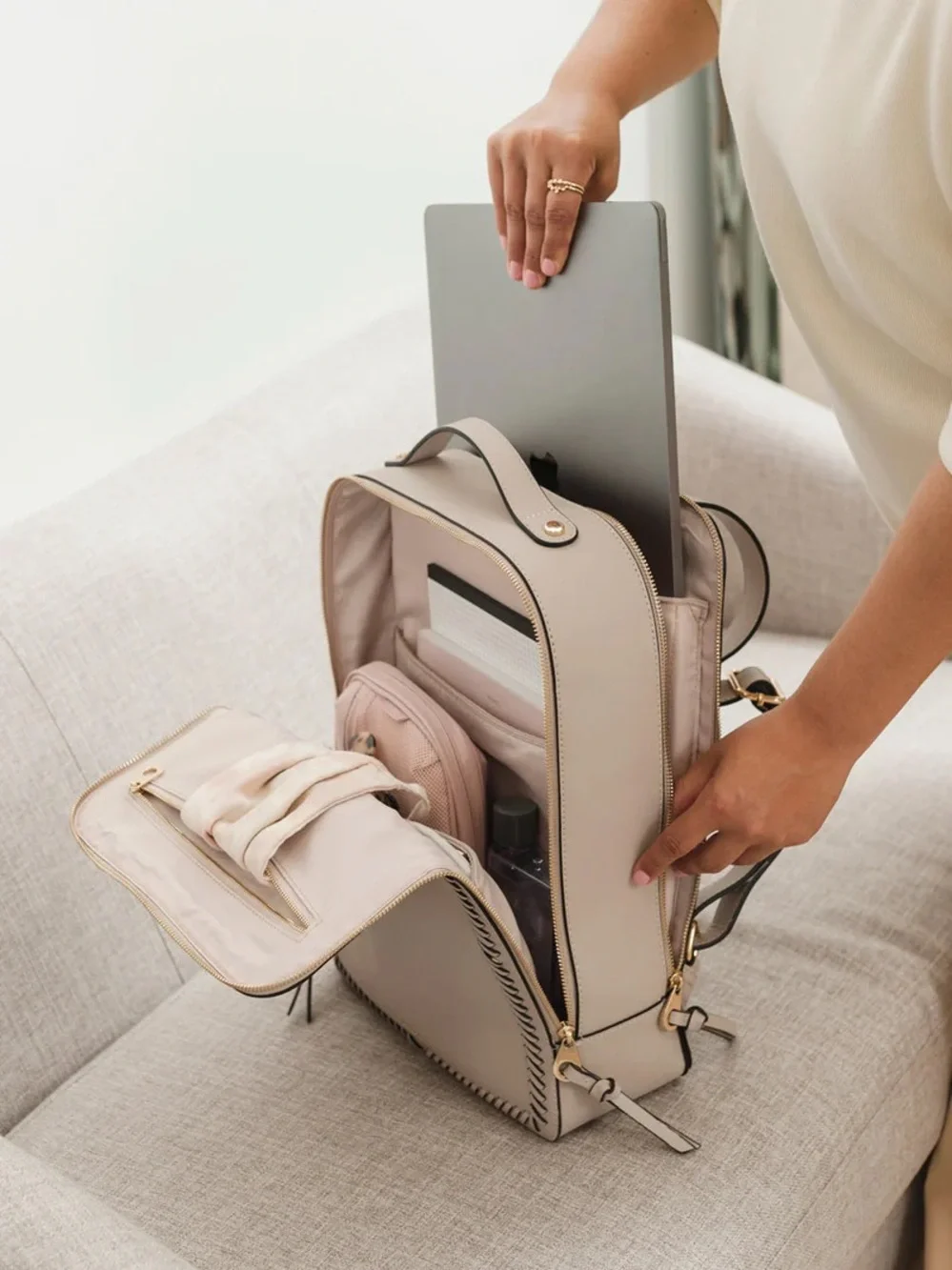 Calpak Kaya Laptop Backpack - Stone